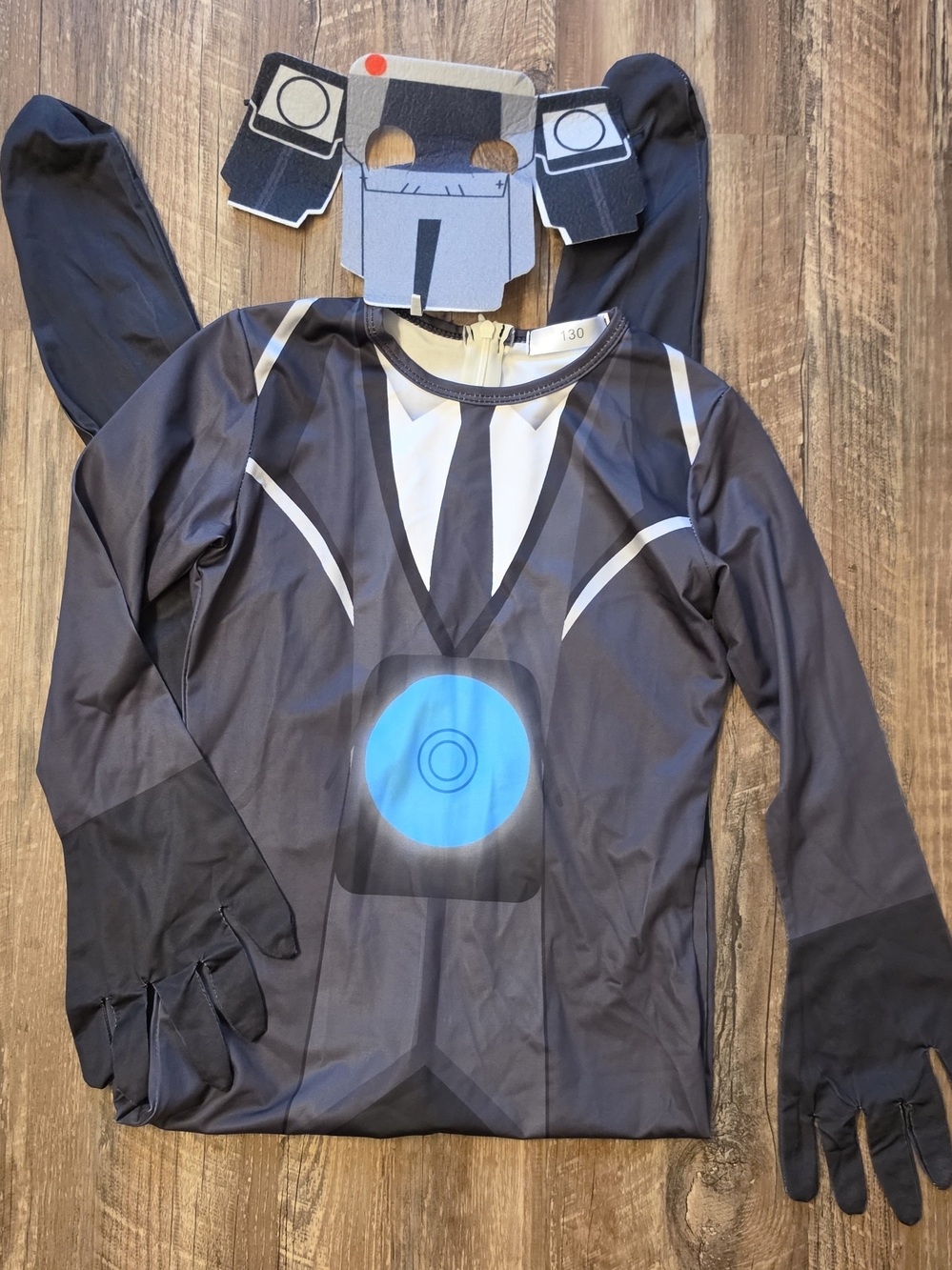 Skibidi Toilet Titan TV Man Bodysuit Costume & Mask Set Kids Size 130 Small 6/7